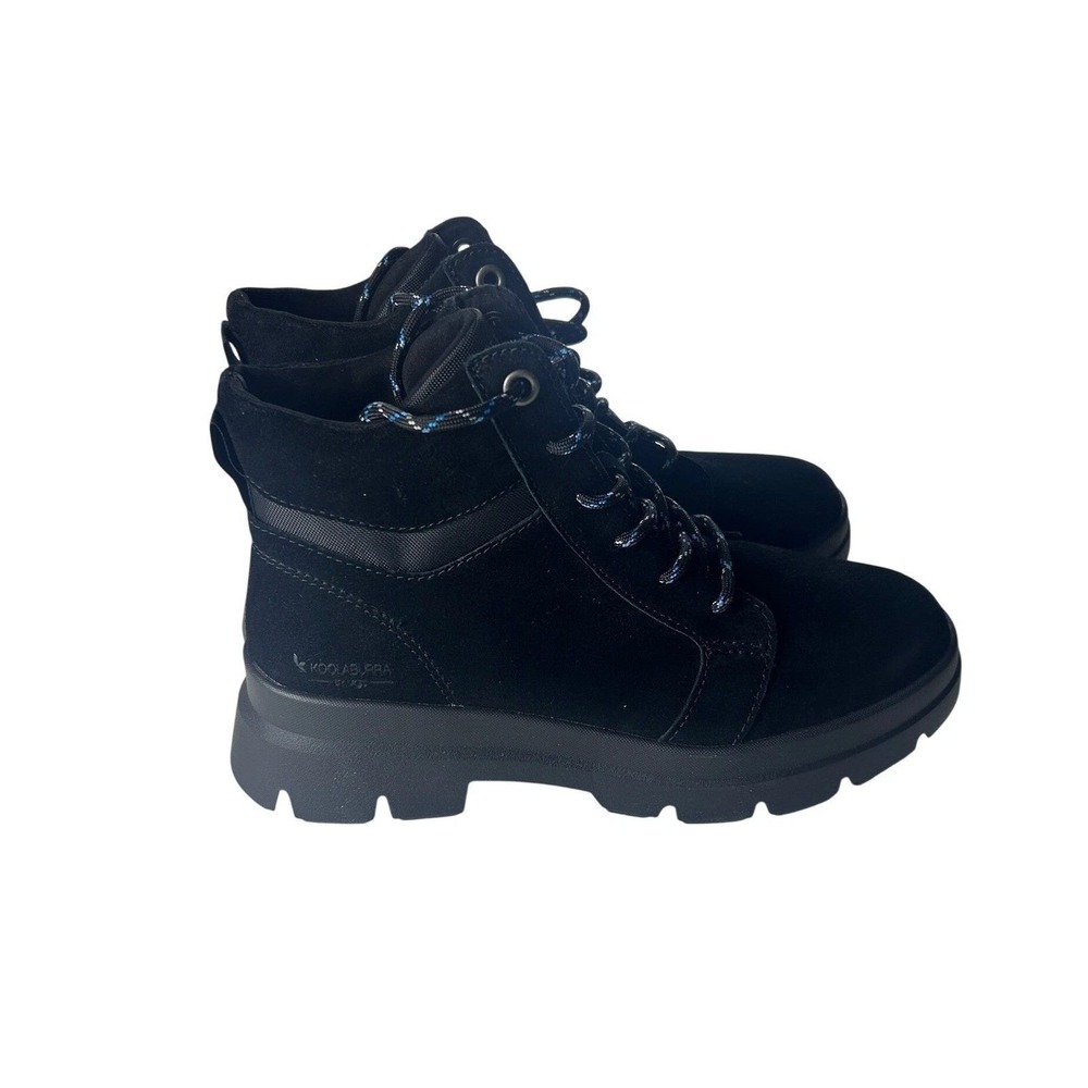 Koolaburra by UGG Jozie Black Suede Lace Up Lug Sole Boots 1158490 Womens 10 NEW